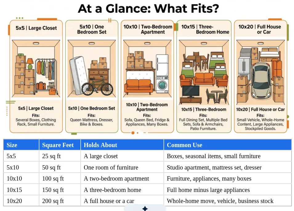What Size Storage Unit Do I Need? The Complete Storage Size Guide