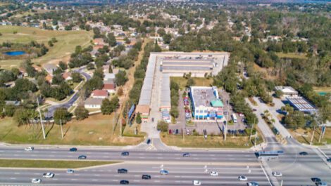 Aerial drone of storage facility in Clermont, FL