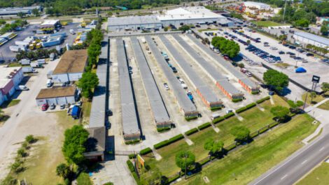 Aerial drone of storage facility in Orlando, FL