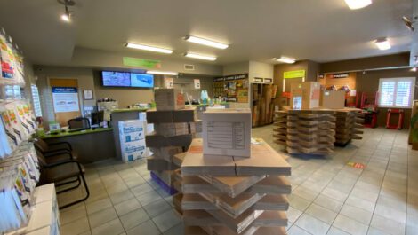 Self storage facility front office and merch